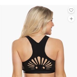 Free People Movement MEDIUM Over The Moon Sports Bra Laser Cut Back Black